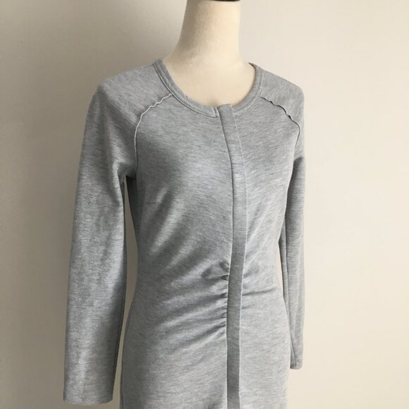 REISS Gray ASTRID Ruching Long Sleeve Hidden Zipper Dress - Picture 9 of 16